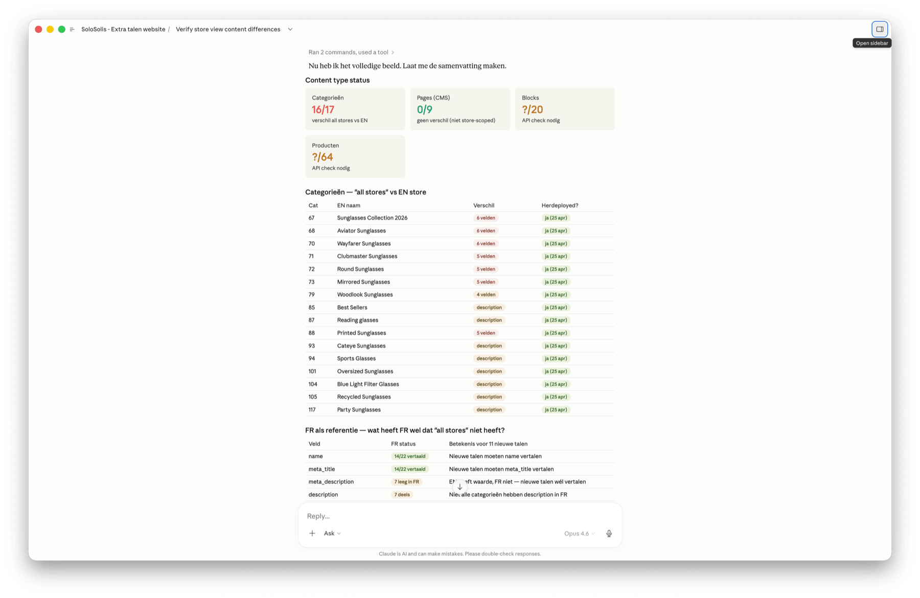 Screenshot van een retailplatform dat bestuurbaar is in gewone taal